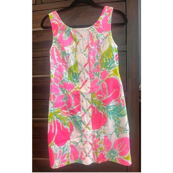 Lilly Pulitzer Floral Sleeveless Zip Straight Shift Dress 100% Cotton - Size 0 - Picture 9 of 9